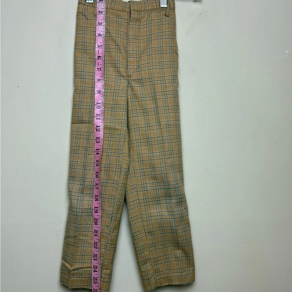 Sears & Roebuck Perma Prest Pants Slacks Plaid Tan Boys Size 6 Vintage 1960s 70s